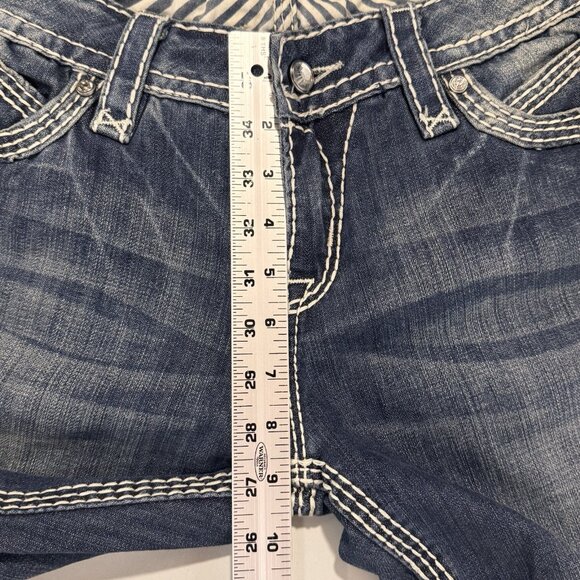 Rock Revival Jeans Womens 29 Blue Elaina Easy Boot Distressed Dark Wash Denim - Picture 8 of 11